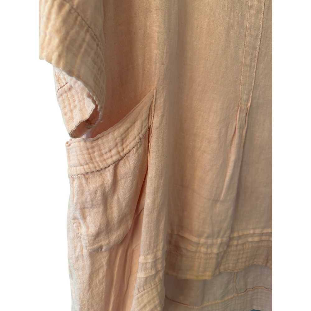 Lungo L'Arno Tunic Peach 100% Linen Made in Italy 1X Lagenlook High-Low Top - Picture 2 of 5